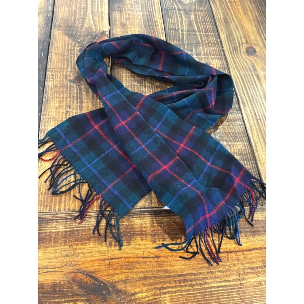 James Pringle Weavers Scarf Blue Green Wool NWT Campbell of Cawdor Tartan Holes